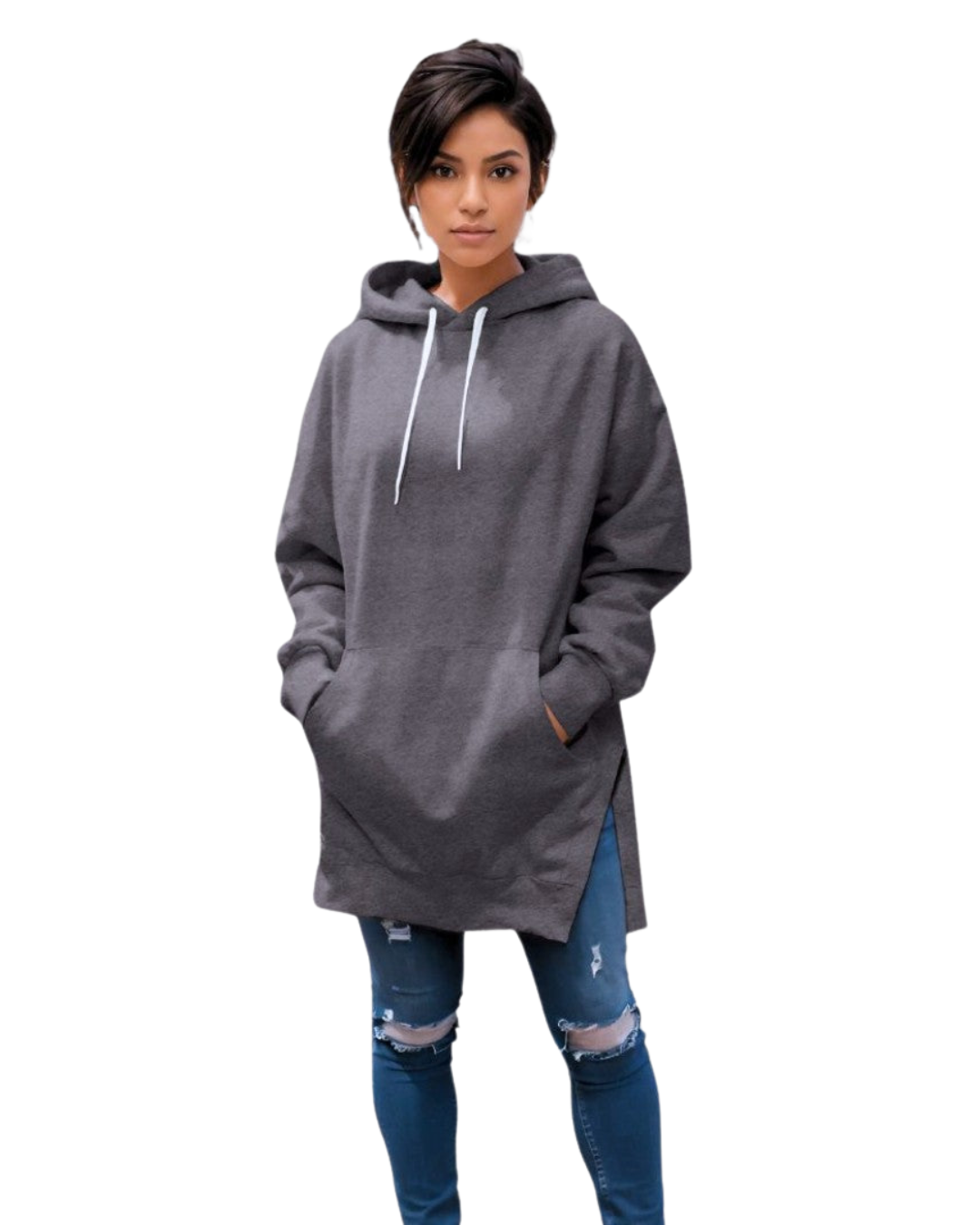 Gemütliches, übergroßes Hoodiekleid