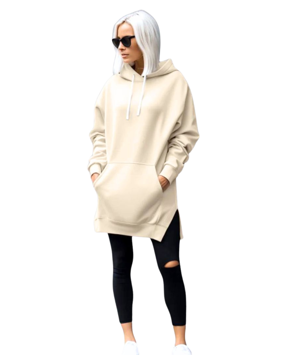 Gemütliches, übergroßes Hoodiekleid