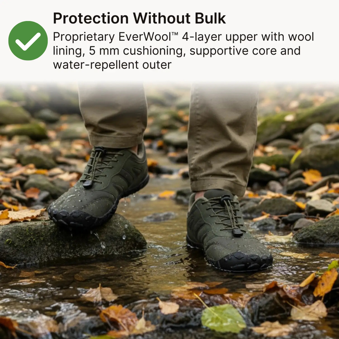 Everest Pro – Water-Resistant Barefoot Shoes with Durable Grip & Cozy Lining