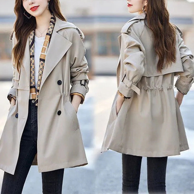 Trench-coat mi-long amincissant à revers pour femme